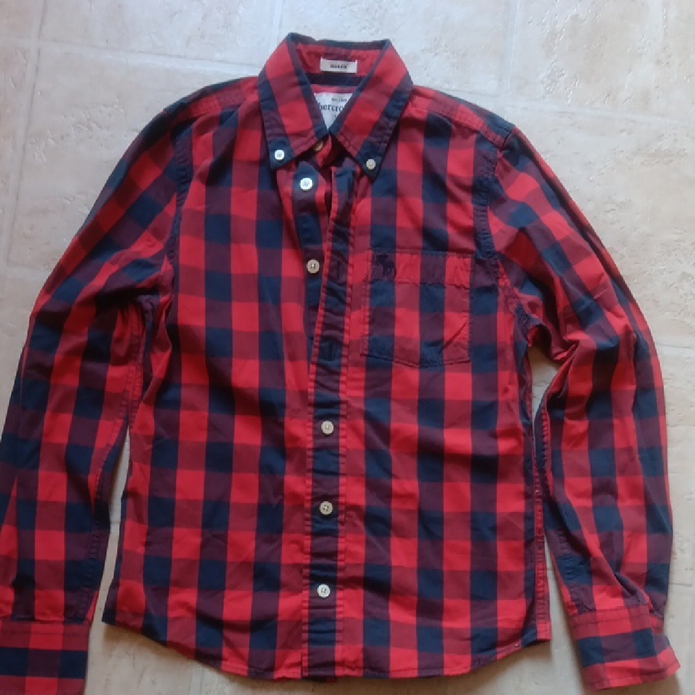Abercrombie Kids Red and Blue Plaid Button Down Shirt - Picture 1 of 1